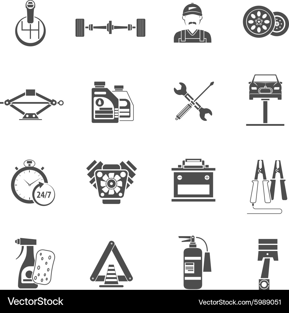 Car service icons black Vector Image