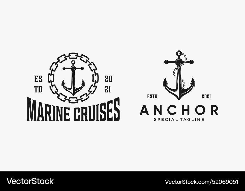Monochrome anchor collection logo design Monochrome anchor collection logo design vector image