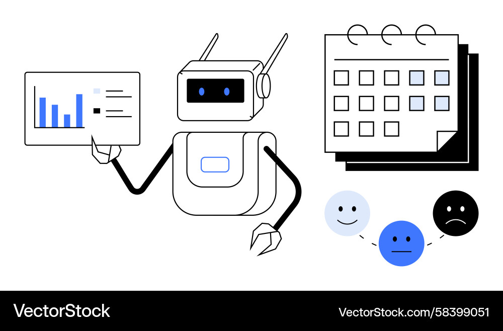 Robot Data Analysis & Emotion Insights Vector Image