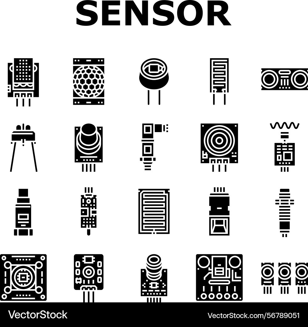 Sensor module iot infrared icons set vector image