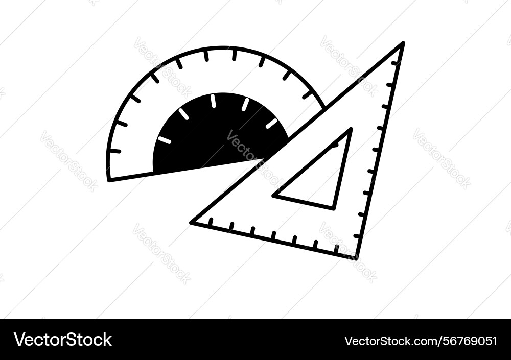 Simple line drawing icon of a triangular ruler Simple line drawing icon of a triangular ruler Vector Image