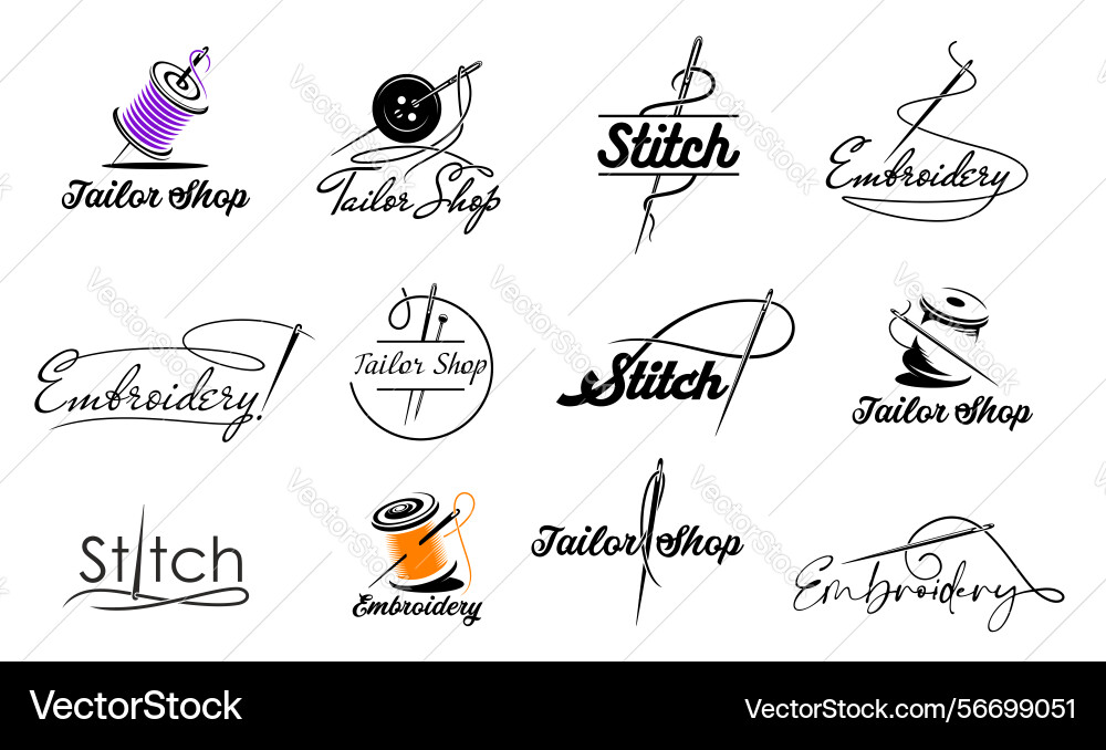 Tailor shop icons with needles thread and button Tailor shop icons with needles thread and button vector image