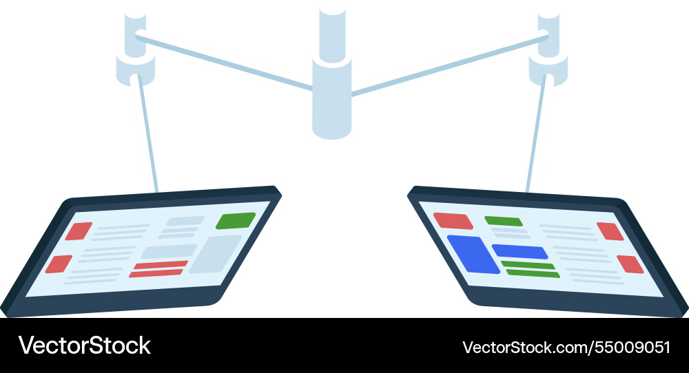 Two digital tablets displaying marketing data Two digital tablets displaying marketing data vector image