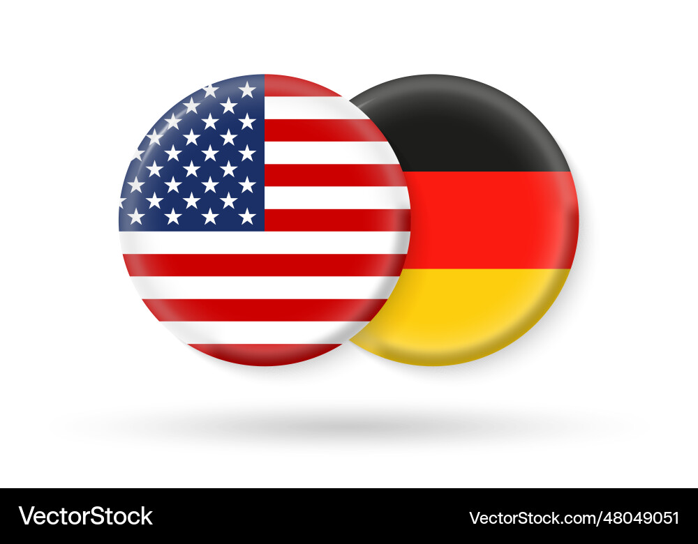 Usa and germany flags 3d icon round american Usa and germany flags 3d icon round american vector image