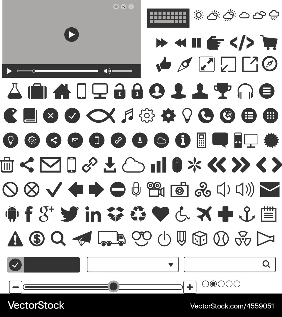 Web design elements and set of 109 icons vector image