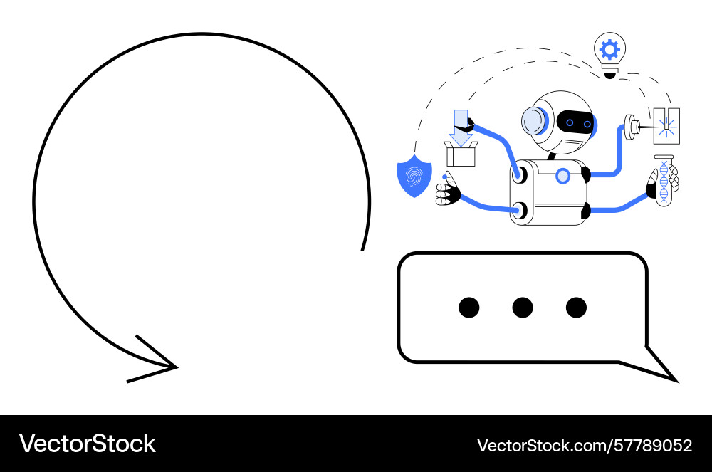 Ai robot managing tasks with speech bubble Ai robot managing tasks with speech bubble vector image