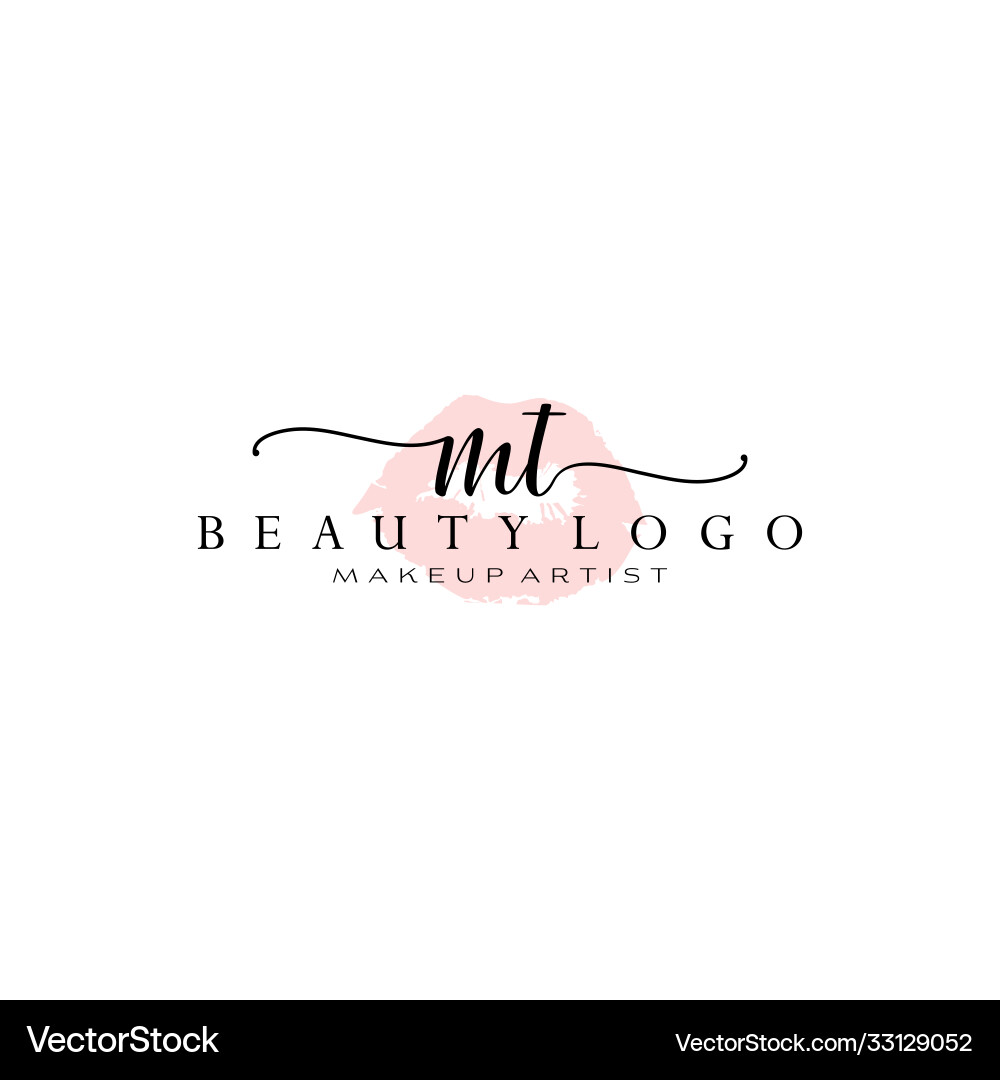 Buchstaben mt Aquarell Lippen prämade Logo Design Buchstaben mt Aquarell Lippen prämade Logo Design vektorbild