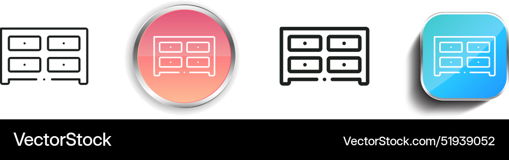 Cabinet icon thin linear regular and button style Cabinet icon thin linear regular and button style vector image