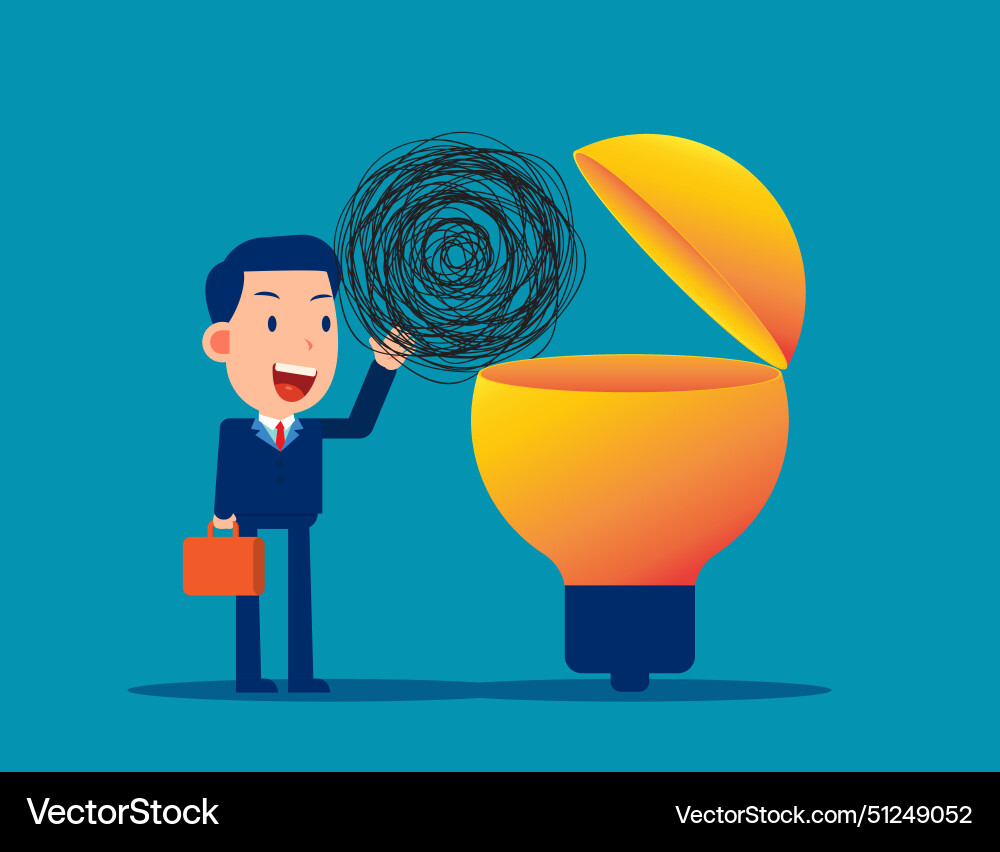 Problem solving and idea tangled string on lamp Problem solving and idea tangled string on lamp vector image
