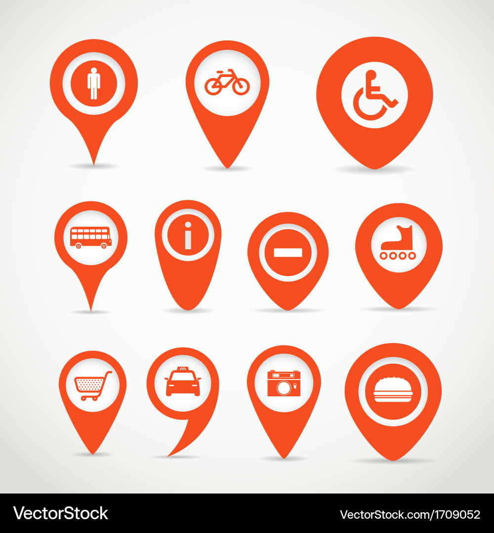 Red Navigation Icons vector image