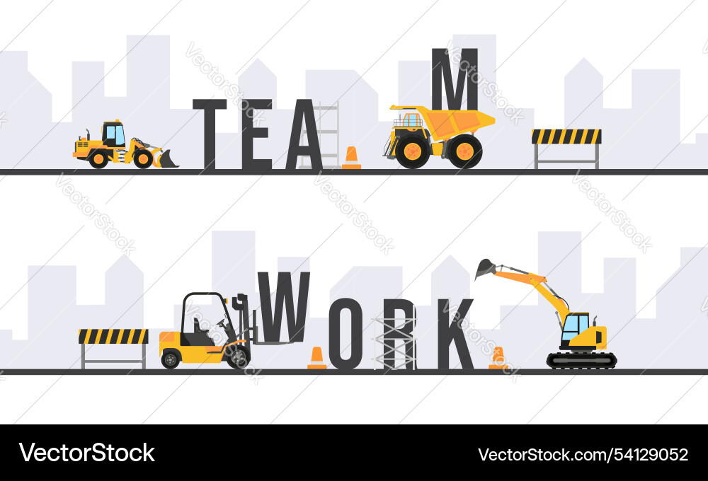 Team work build banner web or printing create Team work build banner web or printing create Vector Image