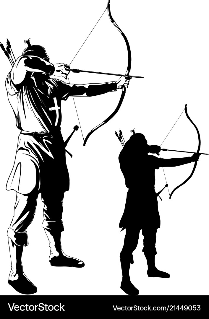 Archer pulls the string Archer pulls the string vector image