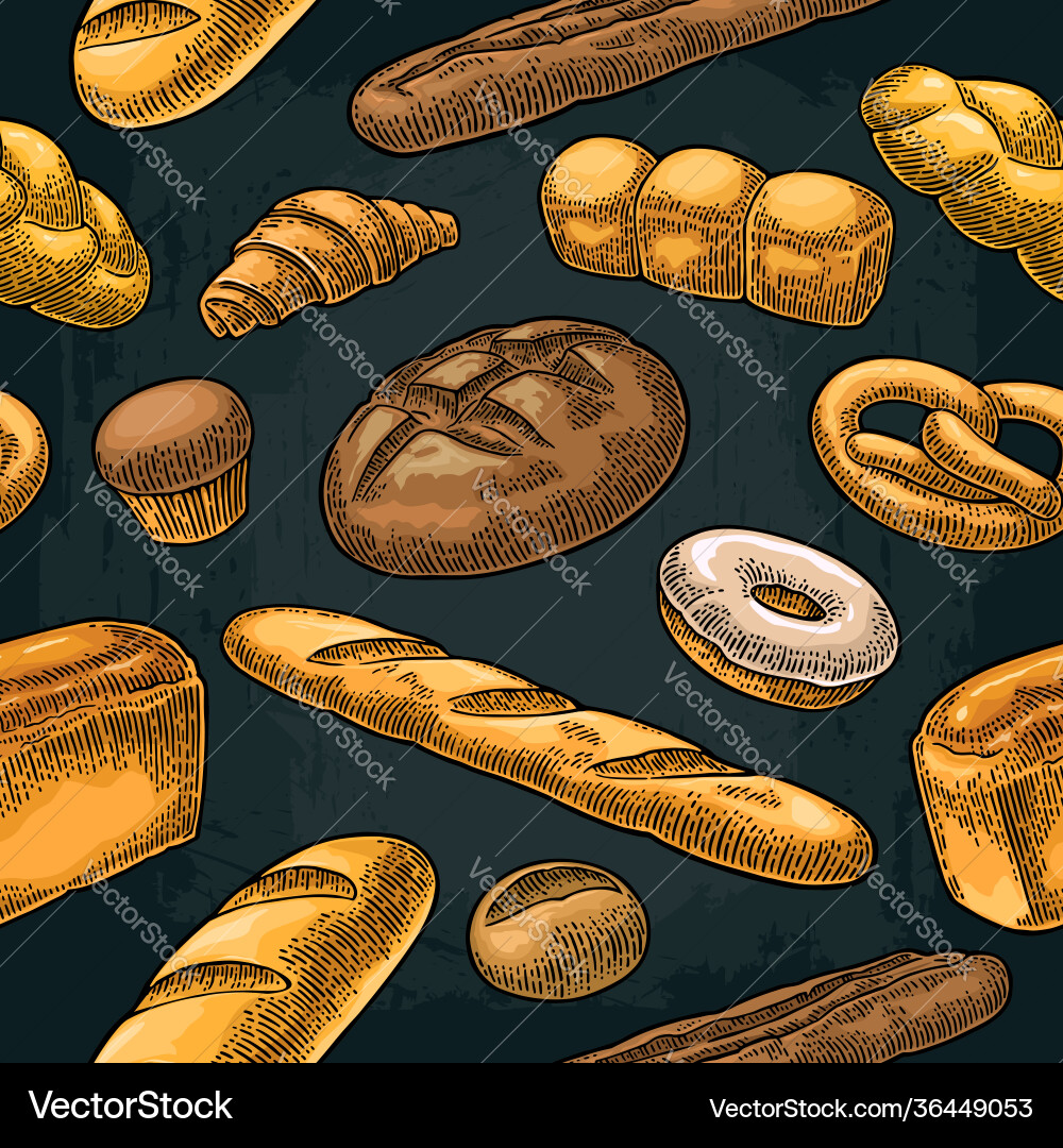 Bakery Pattern - Rustic Bread vector image
