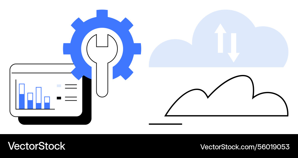 Data analytics and cloud integration with tools Data analytics and cloud integration with tools vector image