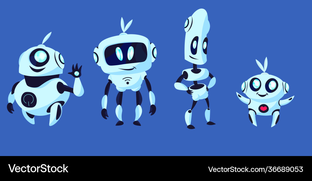 Futuristic robots collection Vector Image
