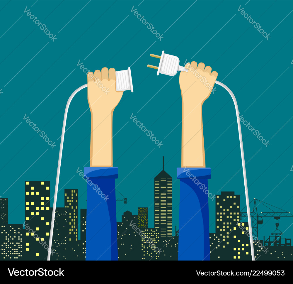 Master electrician holding an electric cable Master electrician holding an electric cable vector image