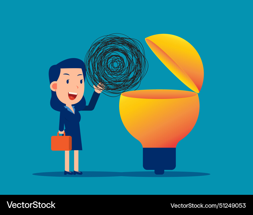 Problem solving and idea tangled string on lamp Problem solving and idea tangled string on lamp vector image
