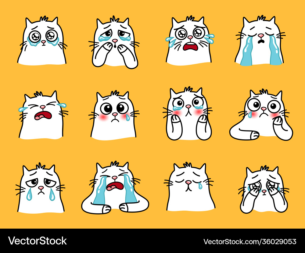 Sad cats emoji Royalty Free Vector Image - VectorStock