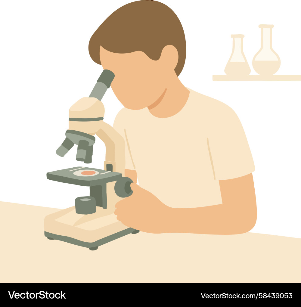 Scientist Using Microscope Vector Image