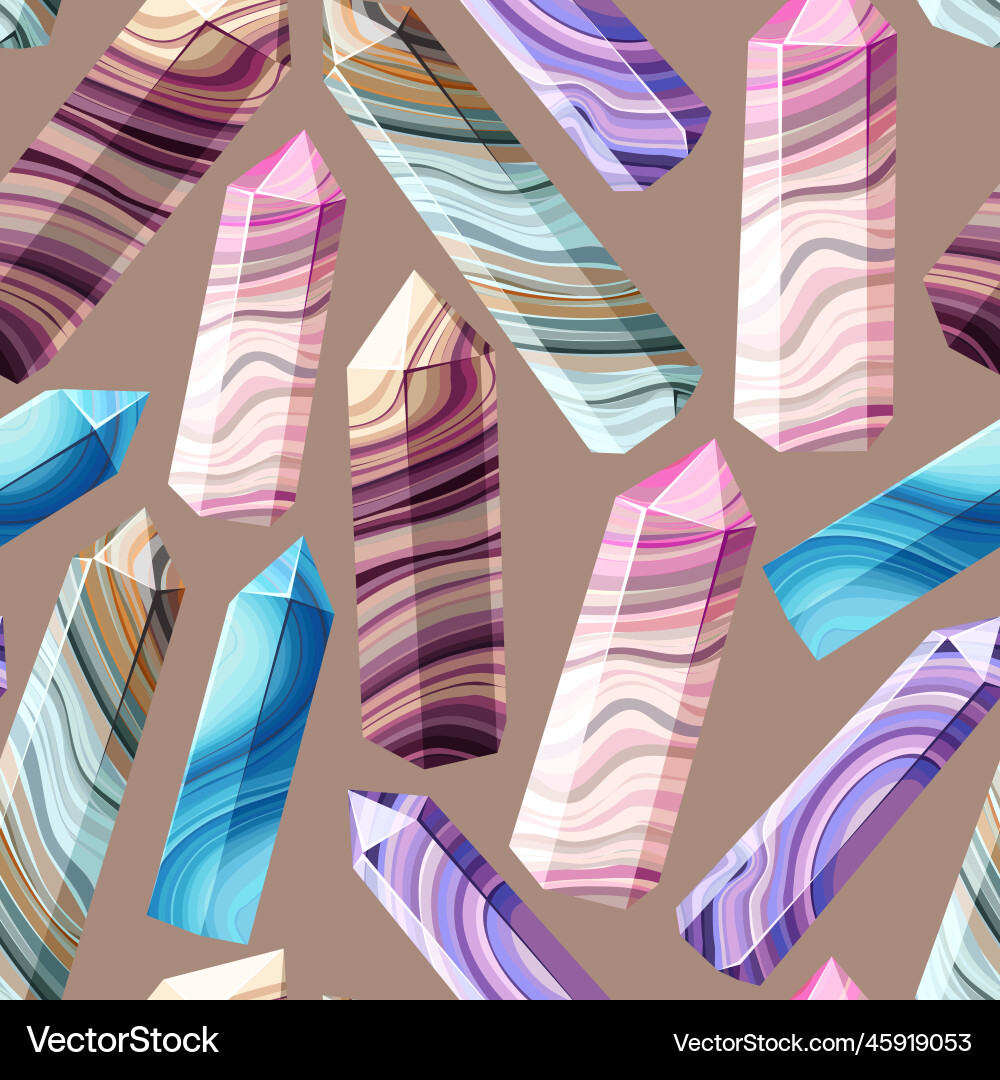 Seamless pattern with colorful crystal gems vector image