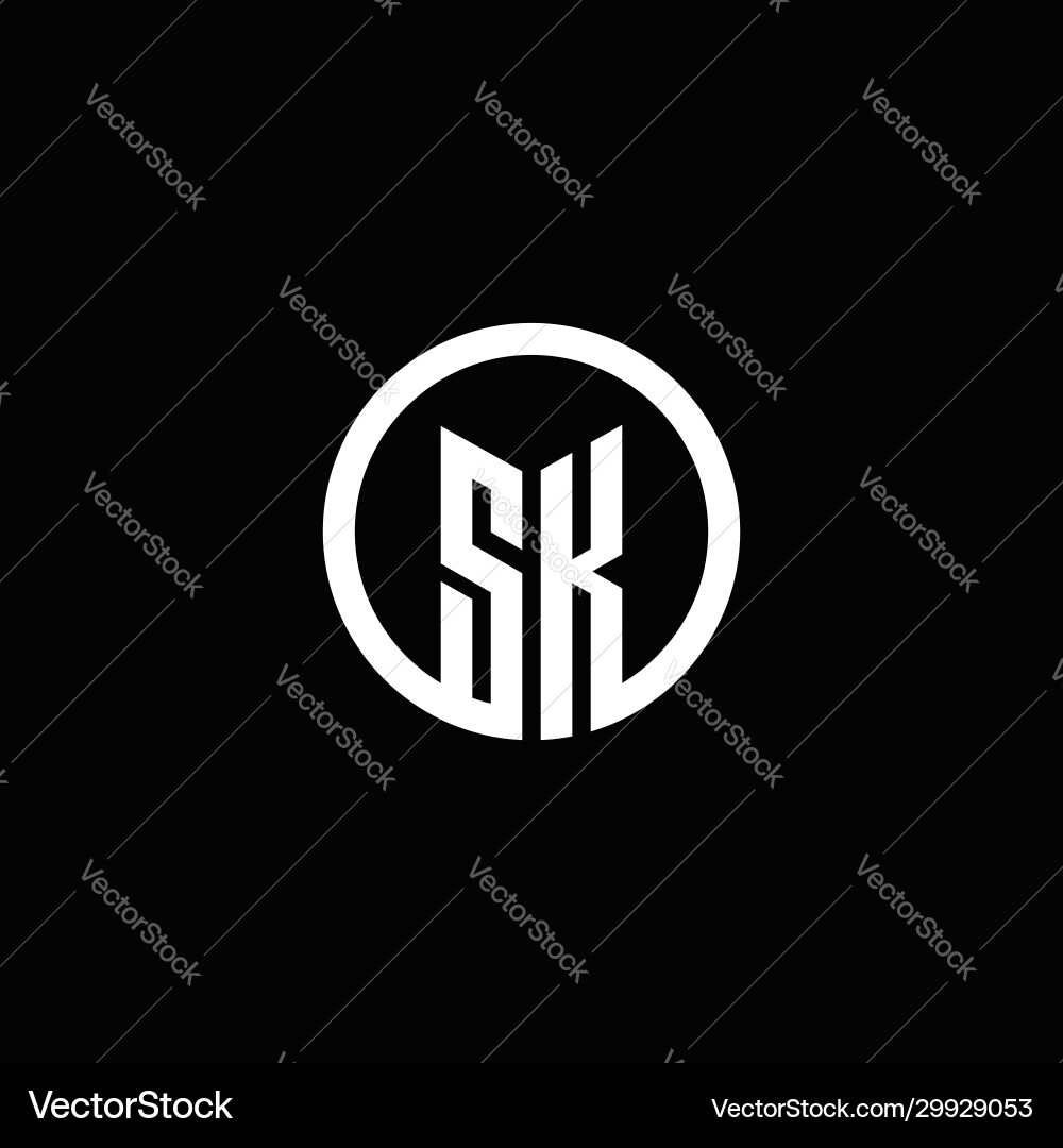 Sk monogram logo isolated with a rotating circle Vector Image