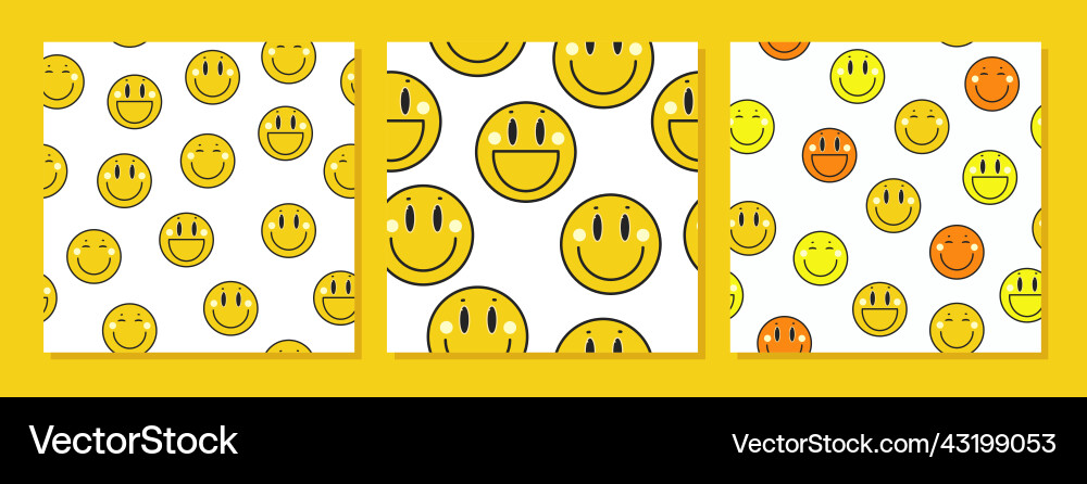 Smiling faces seamless patterns with different Smiling faces seamless patterns with different vector image