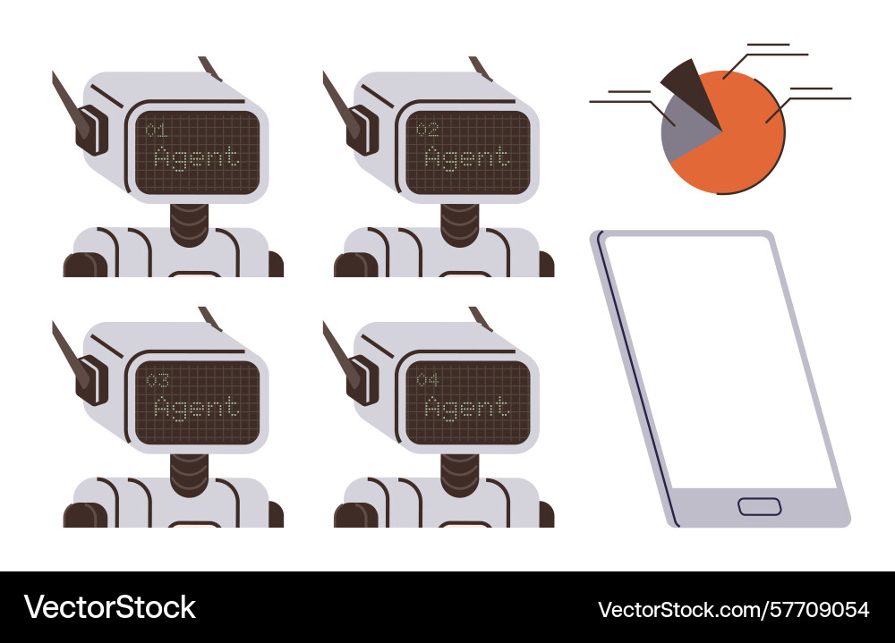 Ai robots and digital interface with analytical Ai robots and digital interface with analytical vector image