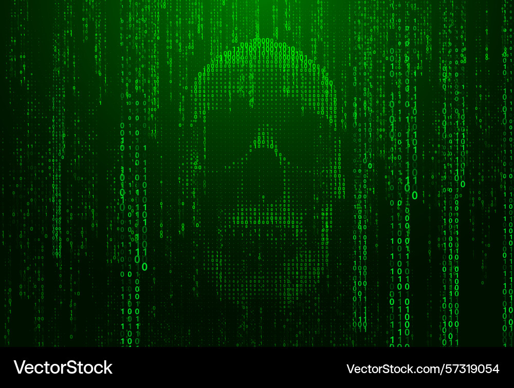 Binary code skull design glowing green Binary code skull design glowing green vector image