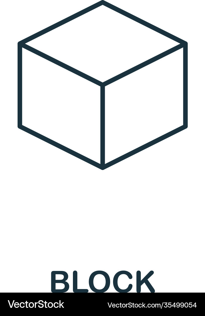 Block outline icon thin line style design from Vector Image