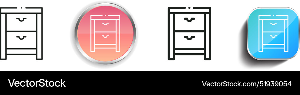 Cabinets icon thin linear regular and button Cabinets icon thin linear regular and button Vector Image