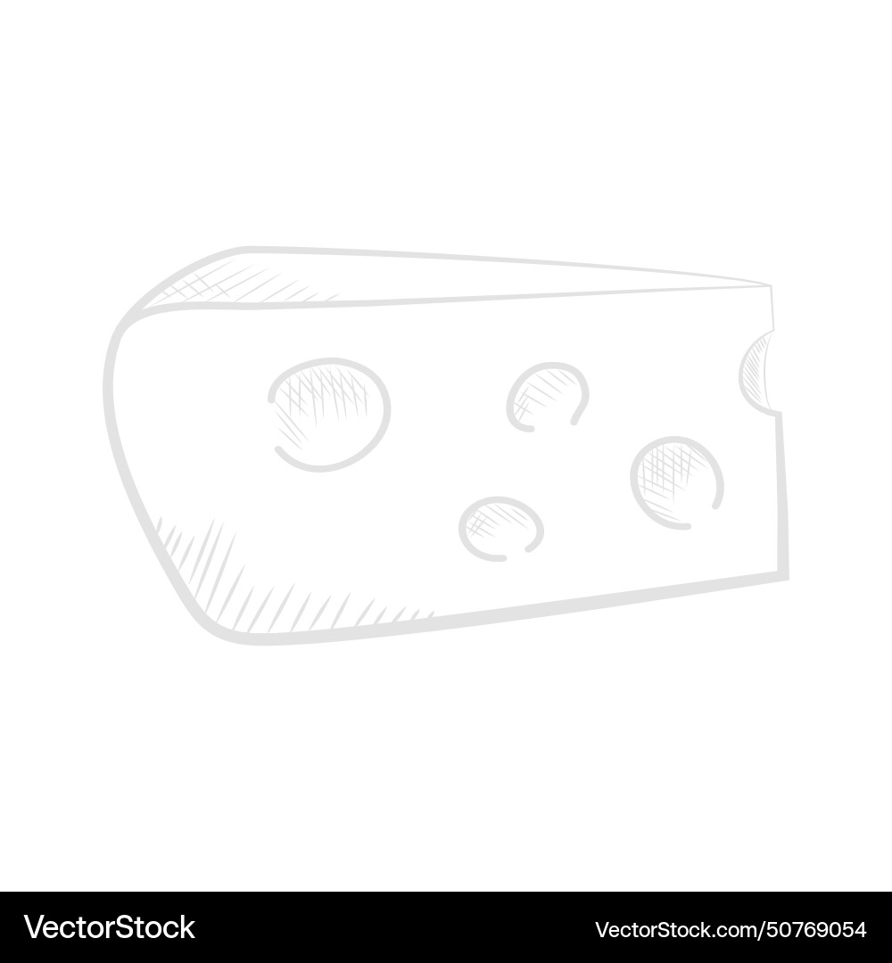 Cheese slice in triangle shape with holes line Cheese slice in triangle shape with holes line vector image