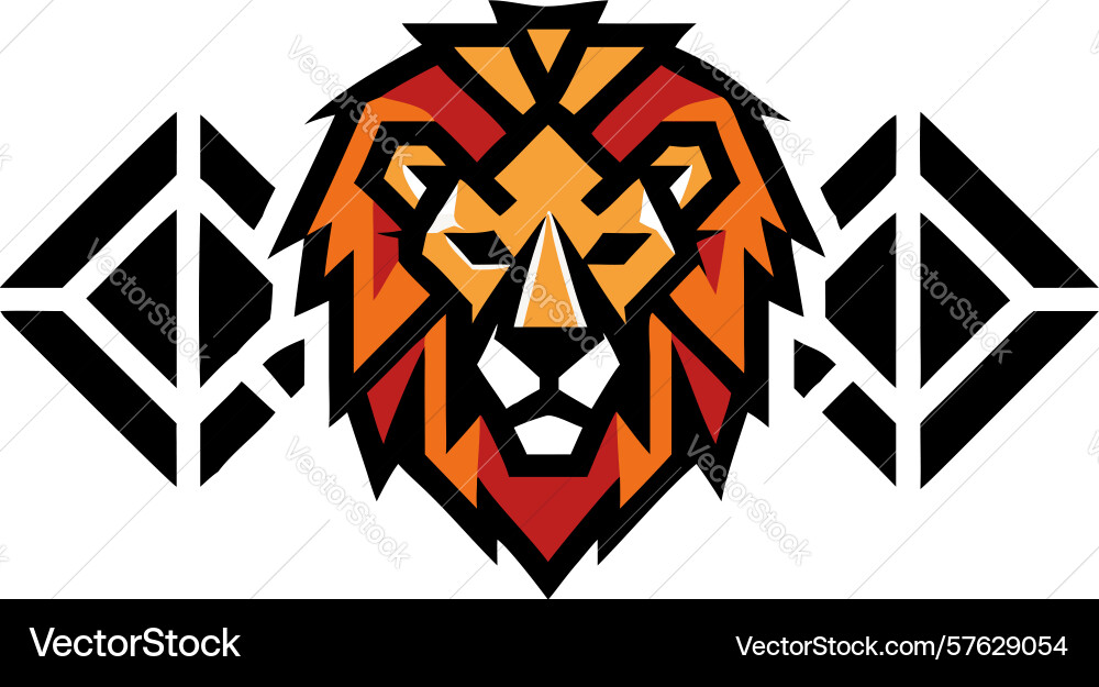Dynamic lion head logo with geometric patterns Vector Image