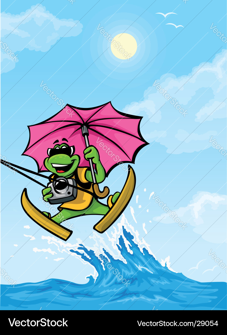 Frogs on the Waves Vector Image