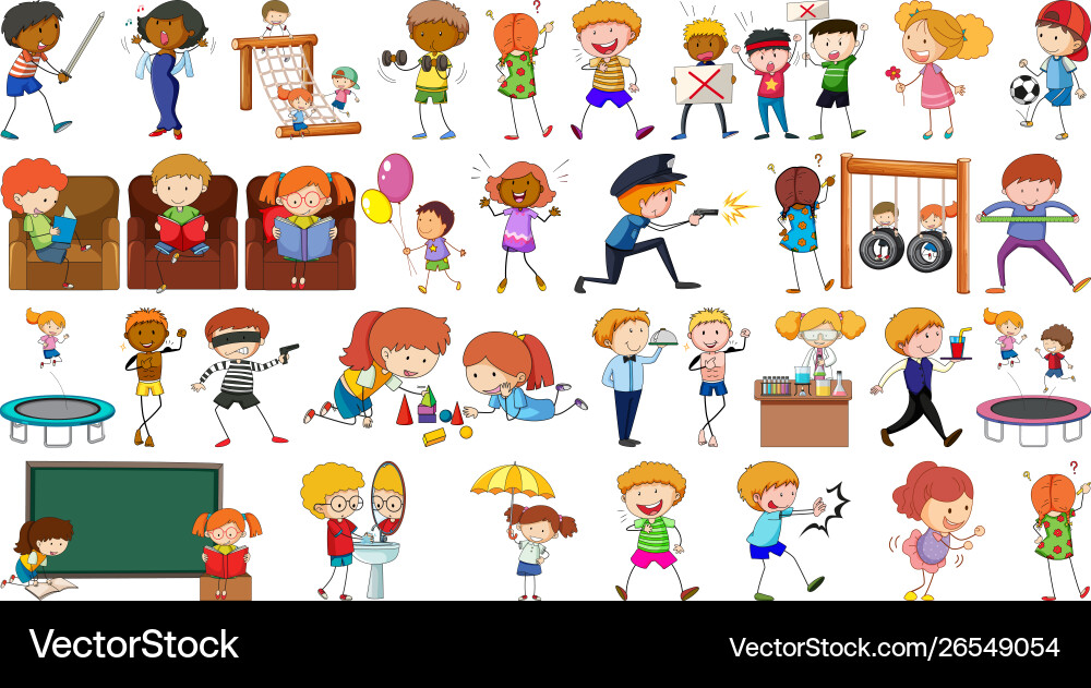 Group simple characters Vector Image