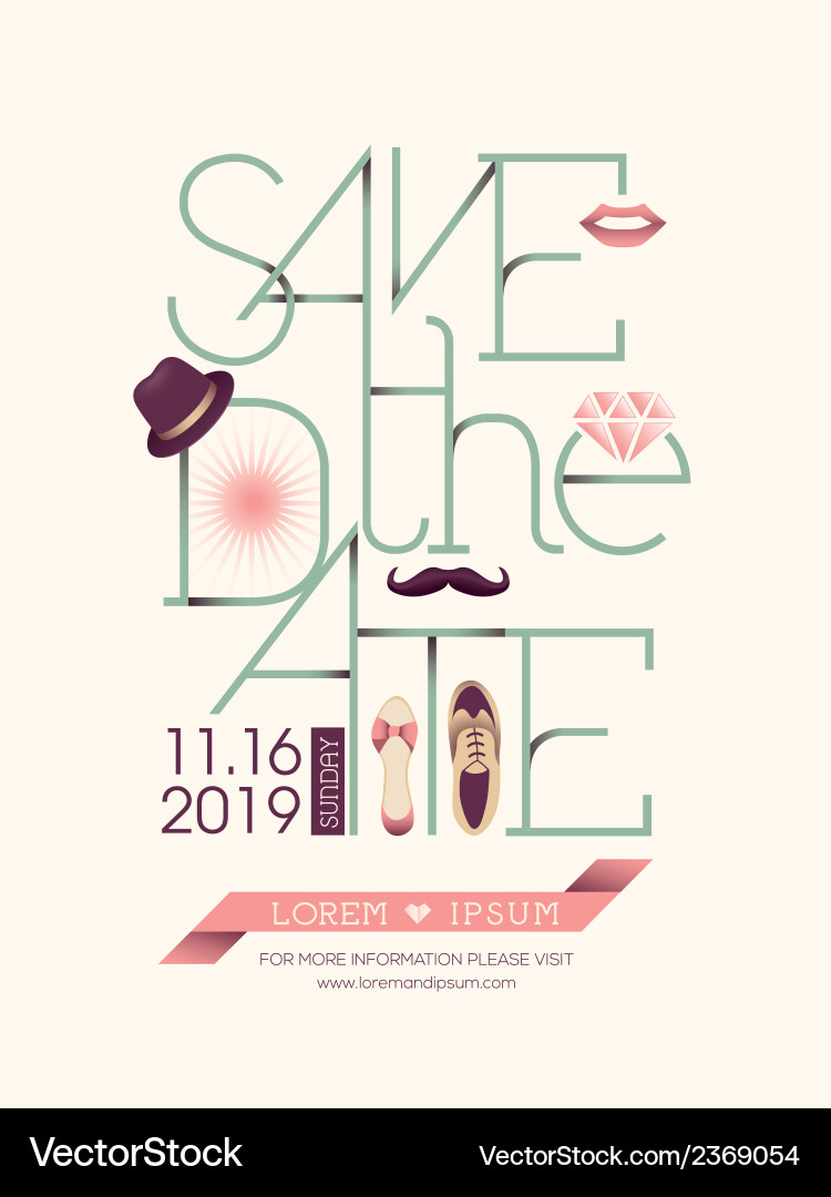 Save the Date Event Card vector image