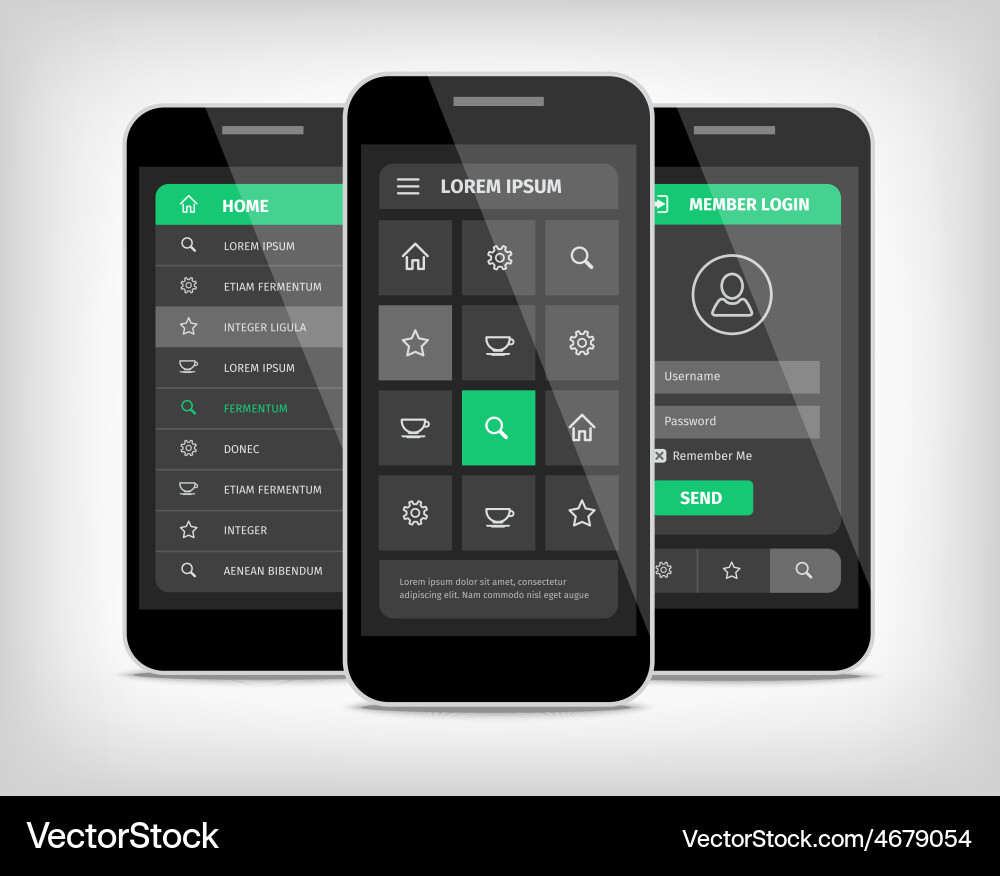 Visualization of green ui design vector image