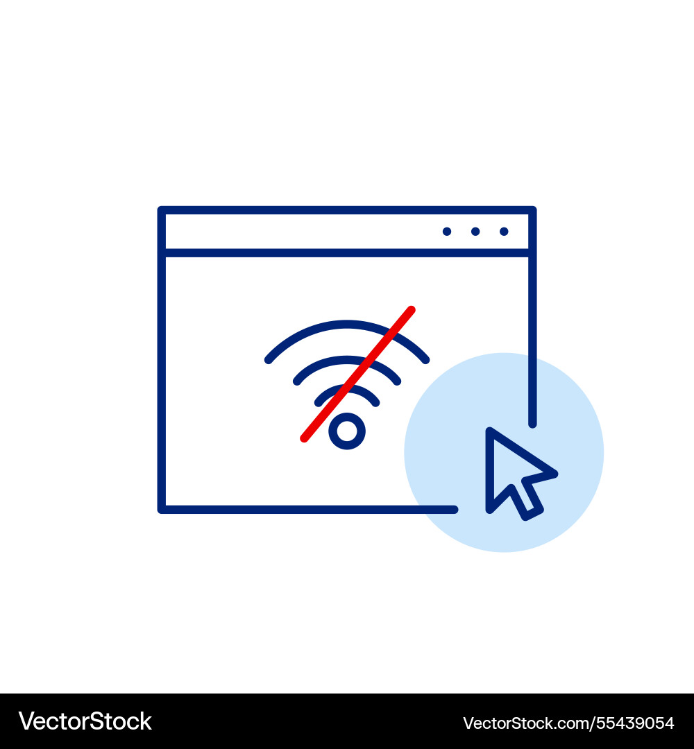 Web page in browser and mouse click offline mode Web page in browser and mouse click offline mode vector image