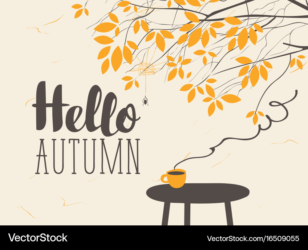 Autumn Landscape with Cup Vector Image