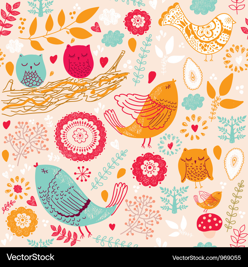 Charming Bird & Floral Background vector image