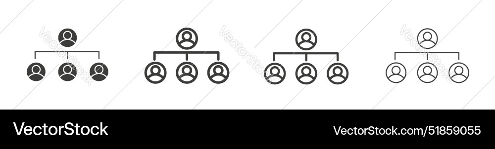 Chart tree icon set for organizational structures Chart tree icon set for organizational structures vector image