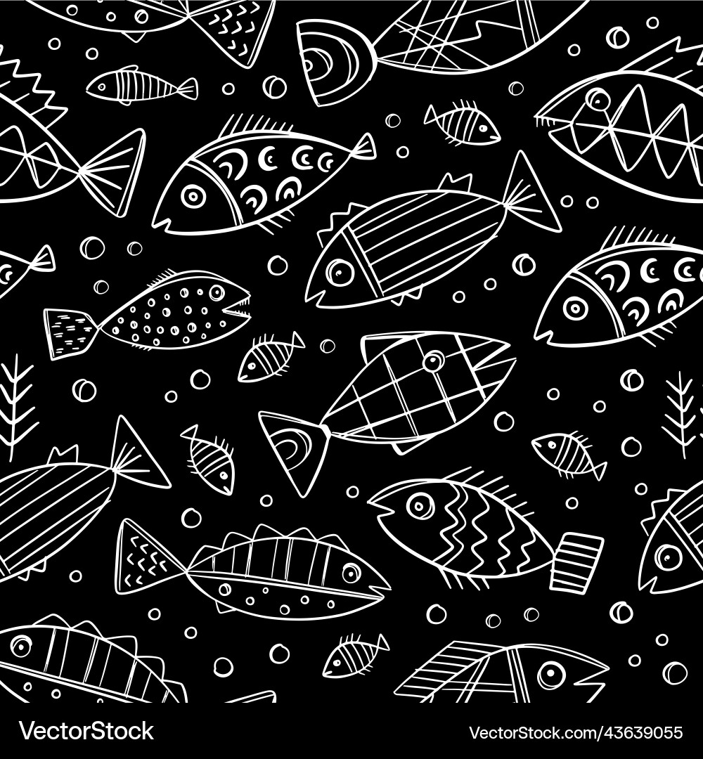 Frightful Fisch Meer monochrome Skizze flaches Muster Frightful Fisch Meer monochrome Skizze flaches Muster vektorbild