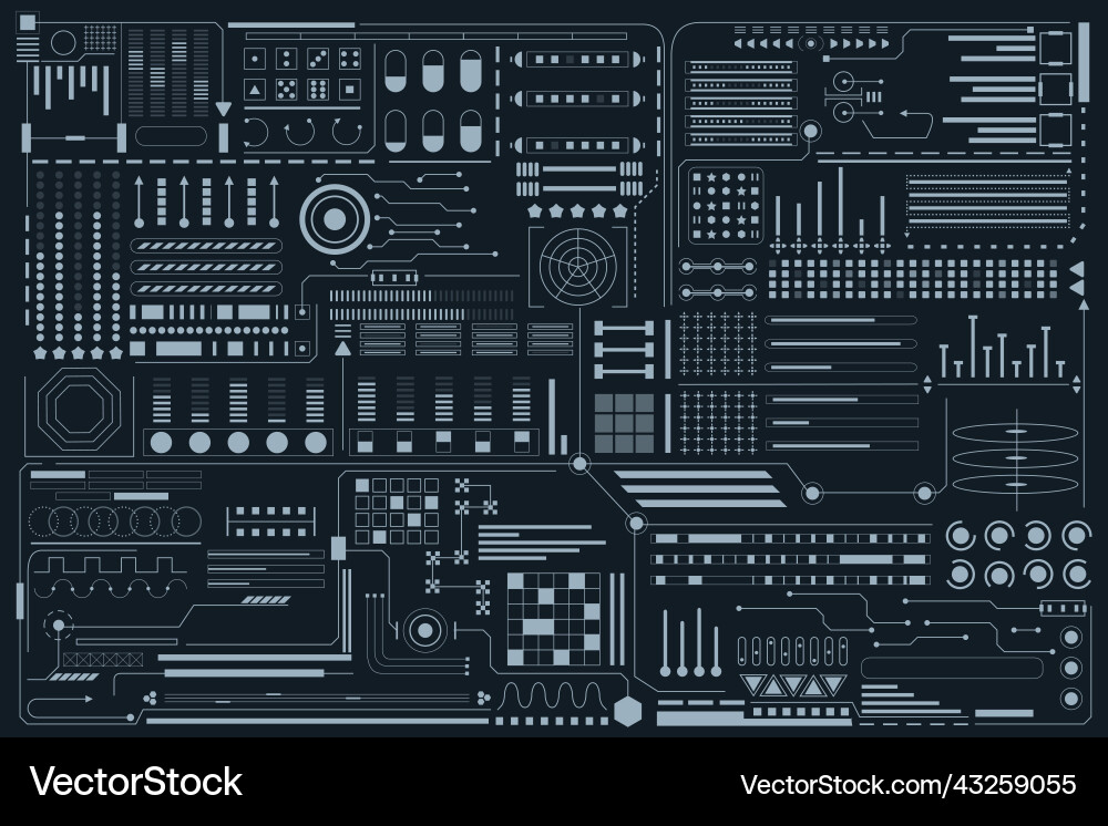 Futuristic UI Elements Pattern vector image