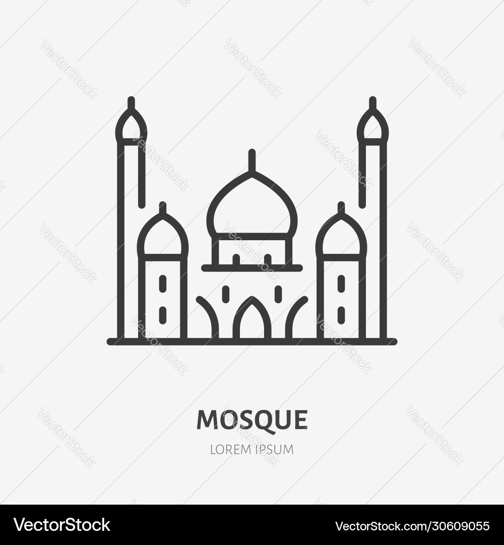Islamic Mosque Line Icon Royalty Free Vector Image