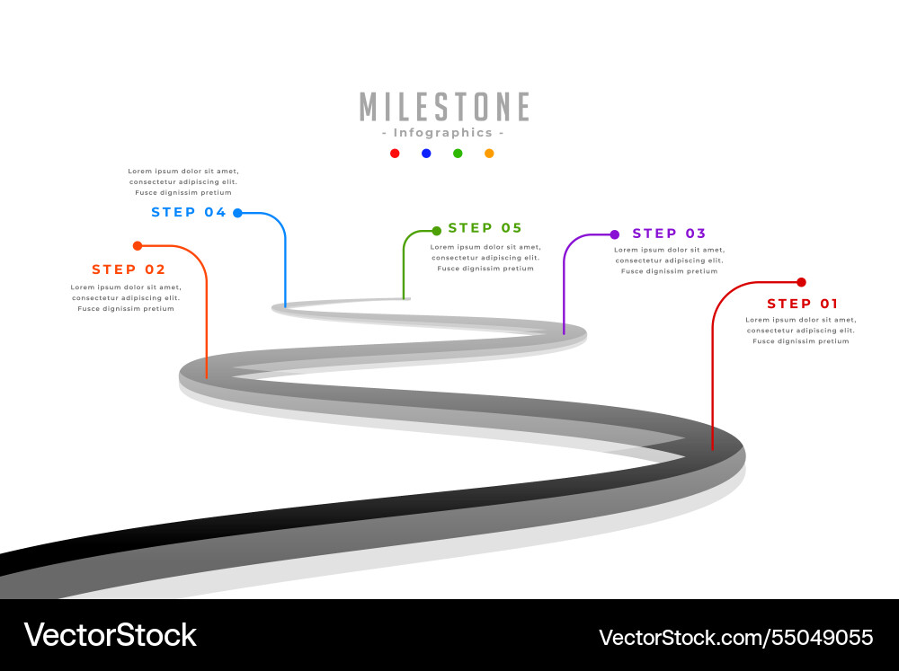 Milestone roadmap diagram template with workflow Milestone roadmap diagram template with workflow vector image