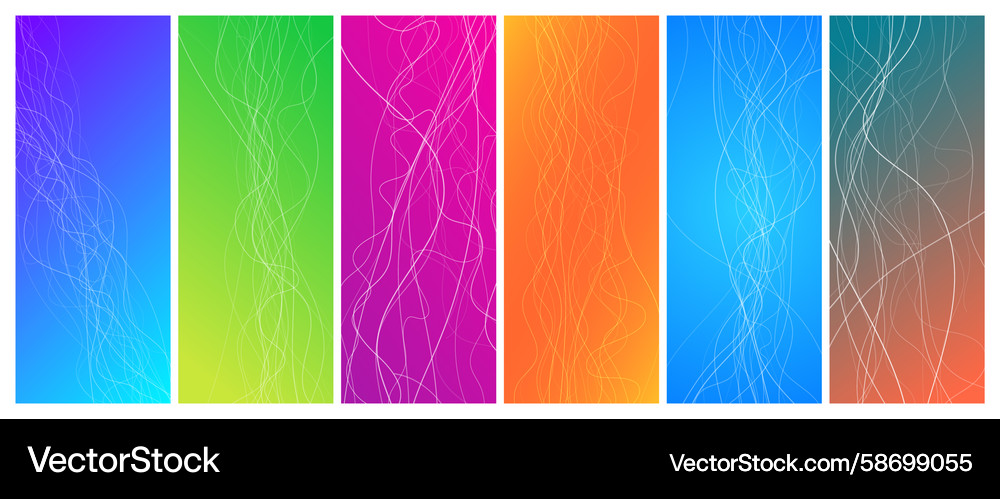 Set of abstract gradient backgrounds with wave Vector Image