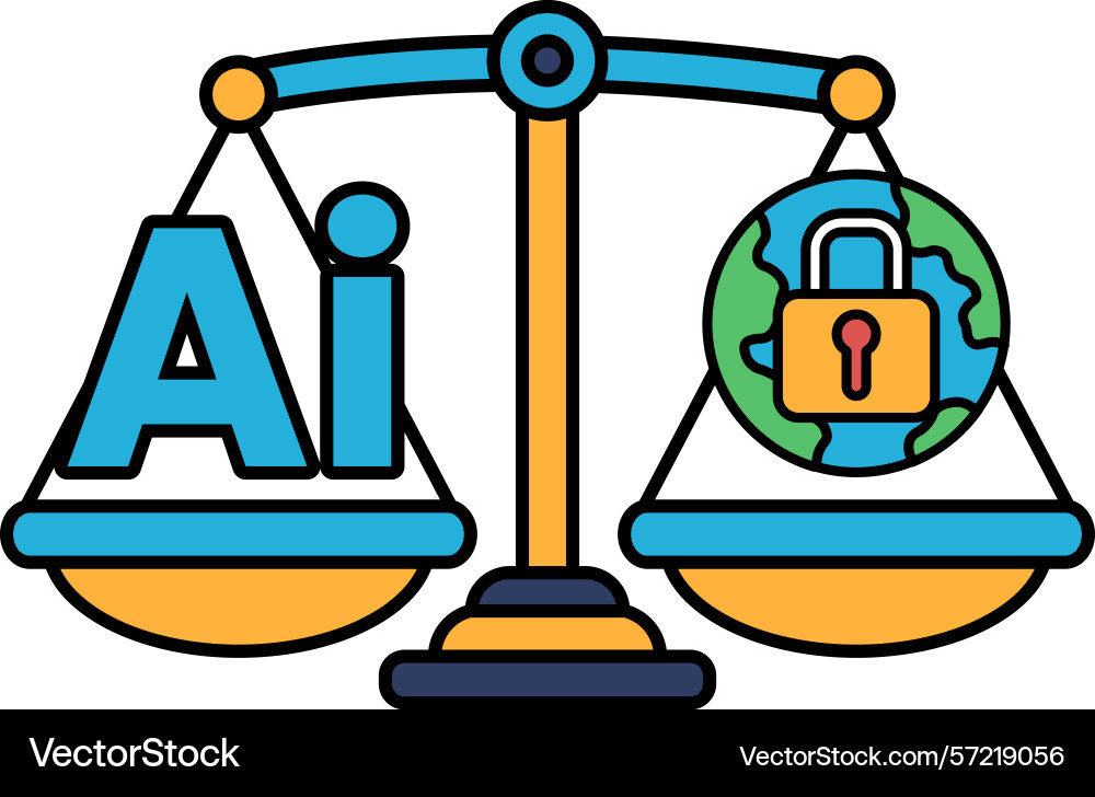 A scale with the word ai on one side and lock A scale with the word ai on one side and lock Vector Image