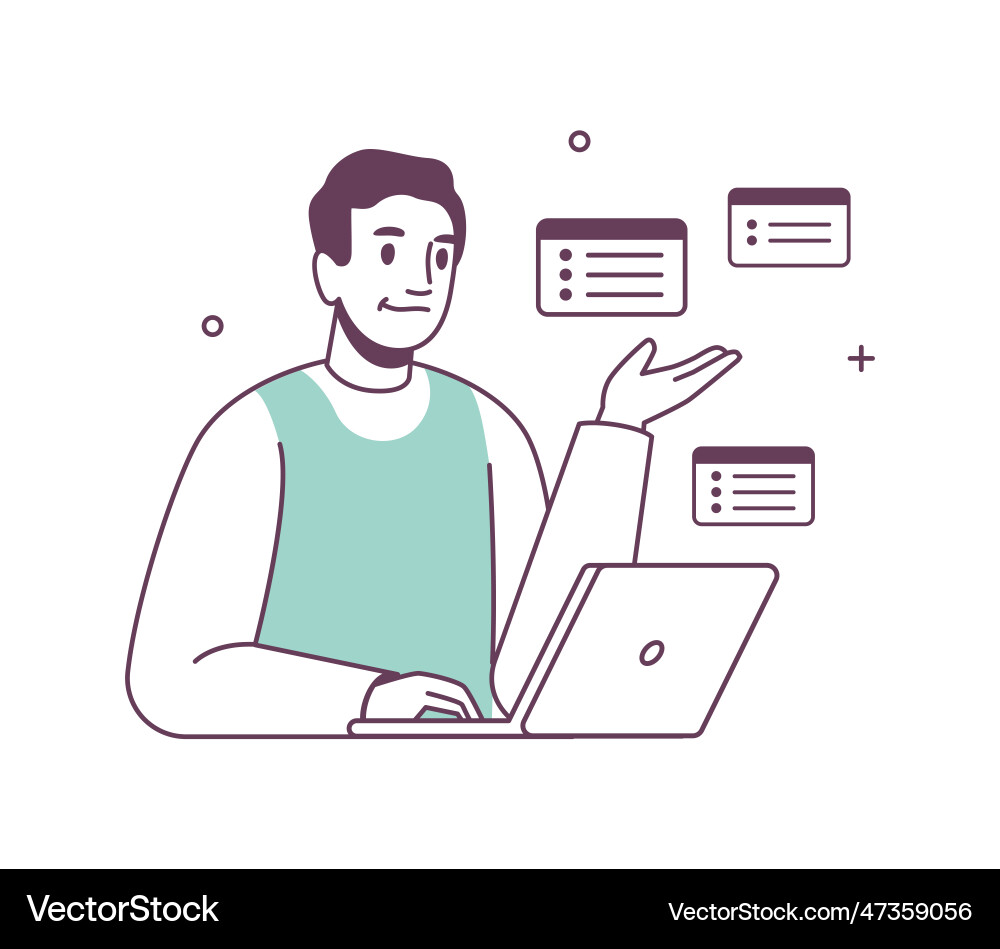 Customer service call center worker chart messages Customer service call center worker chart messages vector image