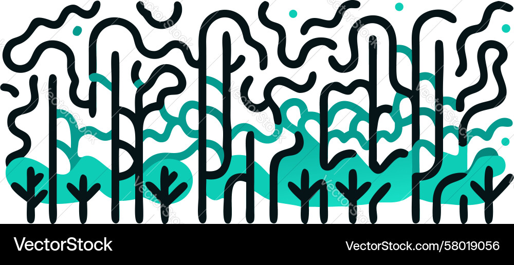 Intricate Linear Forest Network Vector Image