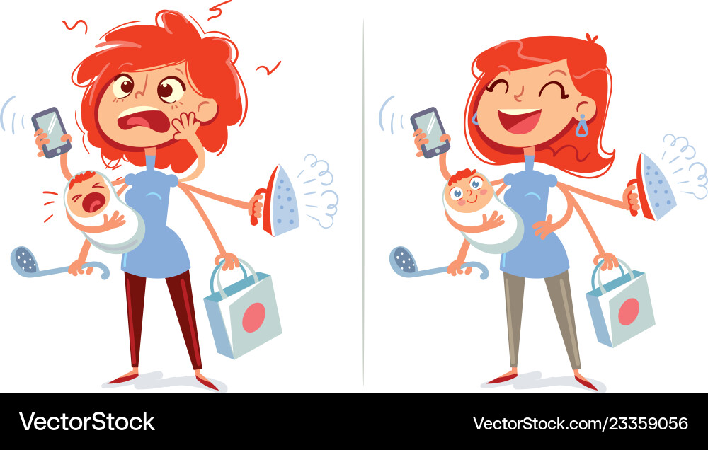 Multitasking mom and housewife vector image