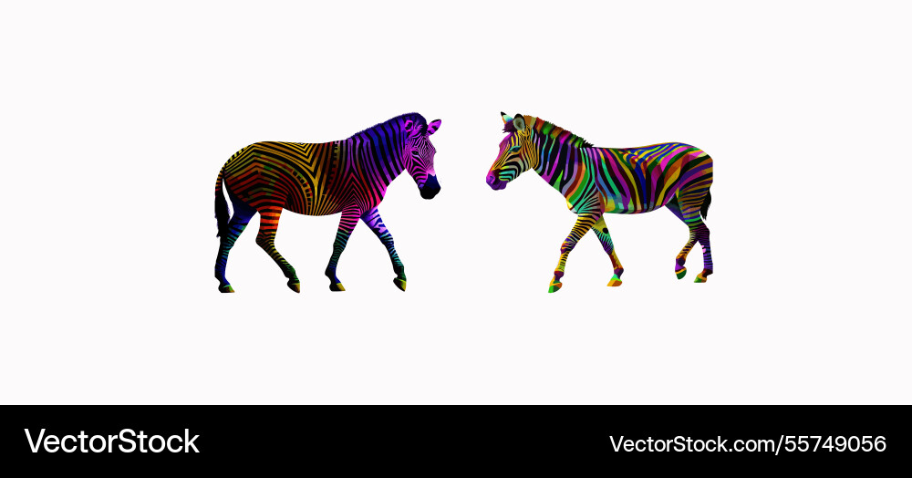 Print colorful walking zebra on geometric abstract Print colorful walking zebra on geometric abstract vector image